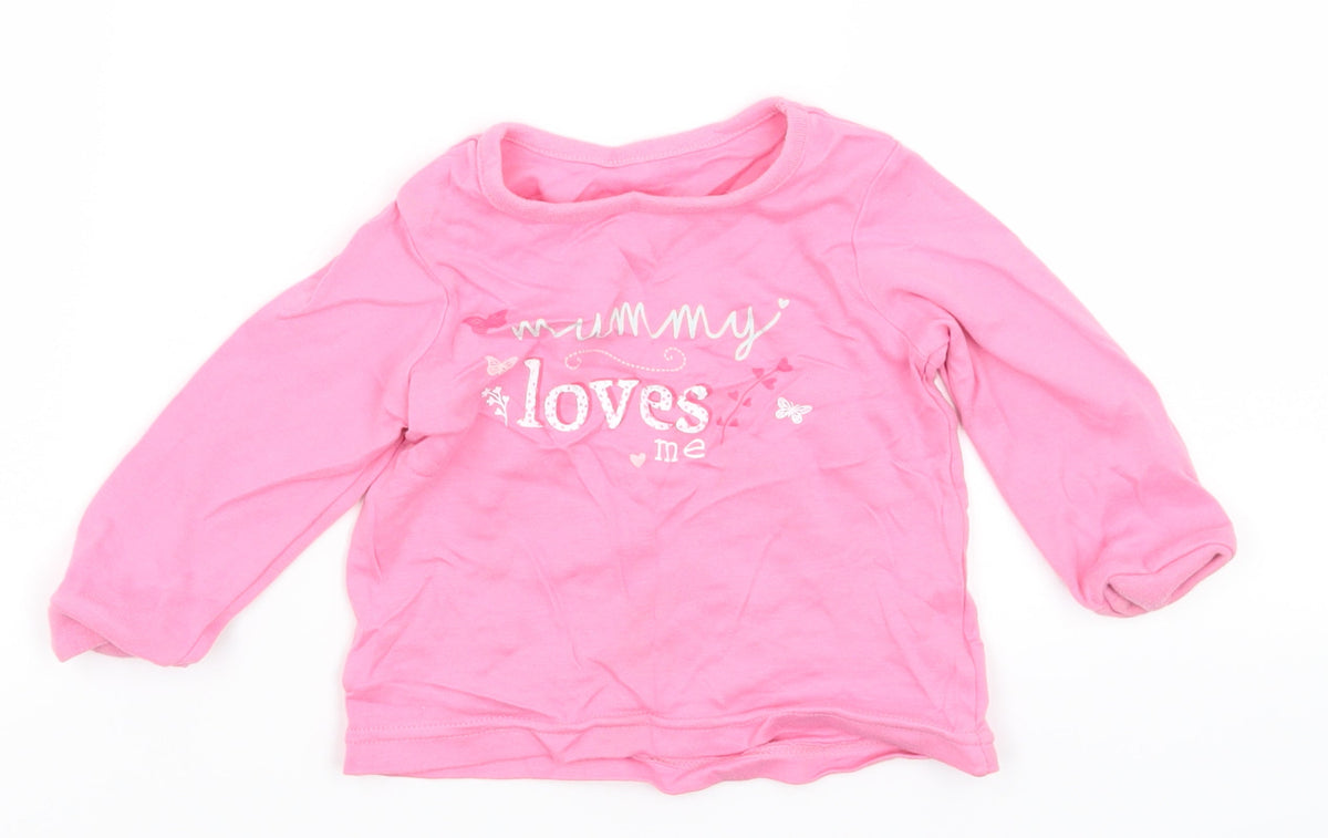 Additional front view of George girls’ pink basic t-shirt, size 9-12, months