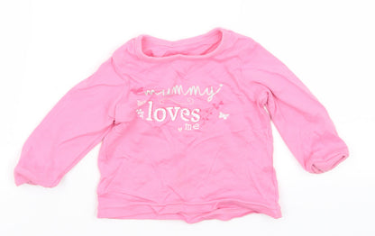 Additional front view of George girls’ pink basic t-shirt, size 9-12, months