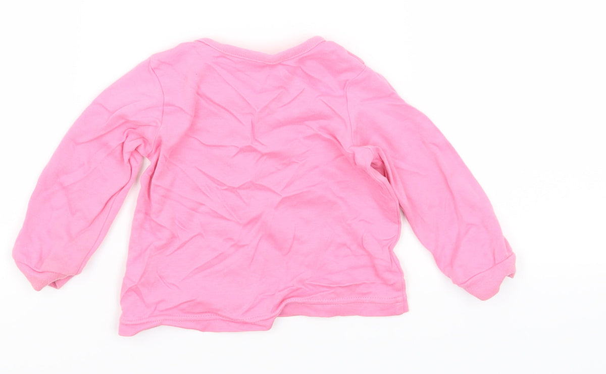 Back view of George girls’ pink basic t-shirt, size 9-12, months