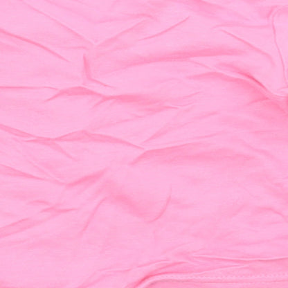 Brand and care label for George girls’ pink basic t-shirt, size 9-12, months
