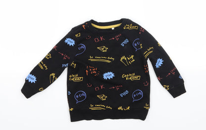 Additional front view of George boys’ black pullover sweatshirt, size 2, years