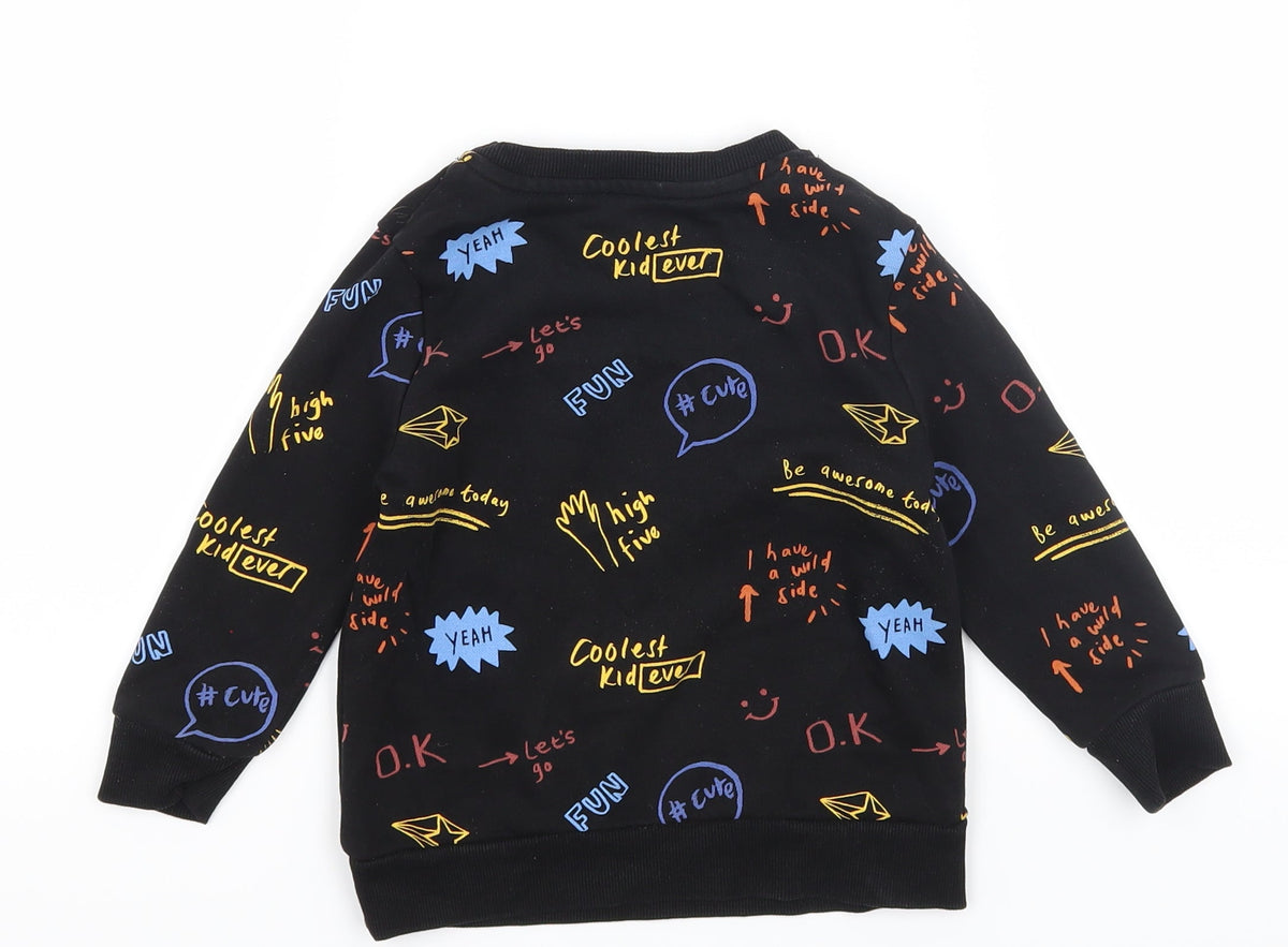 Back view of George boys’ black pullover sweatshirt, size 2, years