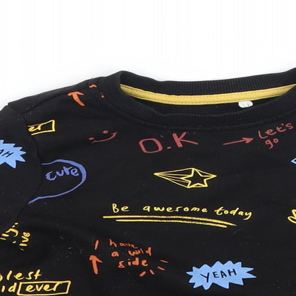 Close-up detail of George boys’ black pullover sweatshirt, size 2, years