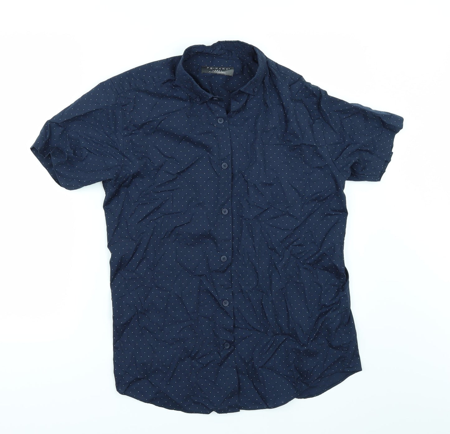 Primark Mens Blue Polka Dot   Button-Up Size S