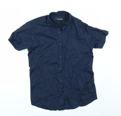 Primark Mens Blue Polka Dot   Button-Up Size S