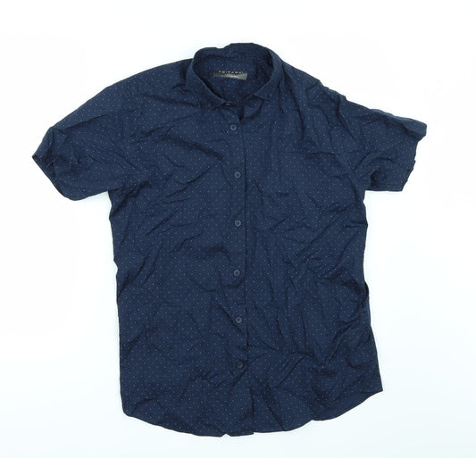 Primark Mens Blue Polka Dot   Button-Up Size S