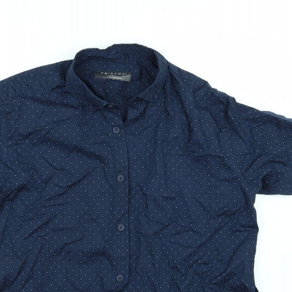 Primark Mens Blue Polka Dot   Button-Up Size S