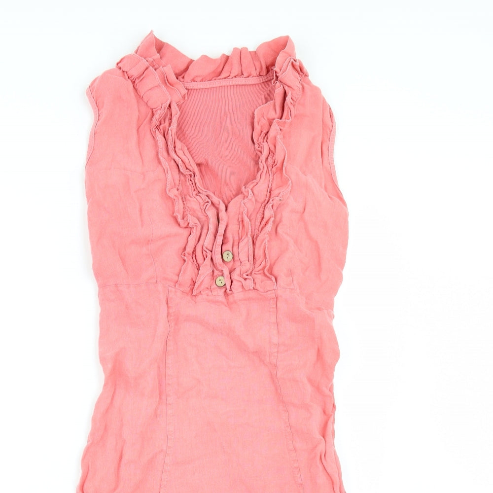 Womens UK Size S Preworn Red Basic Tank