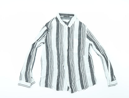 Primark Womens White Striped  Tunic Button-Up Size 12