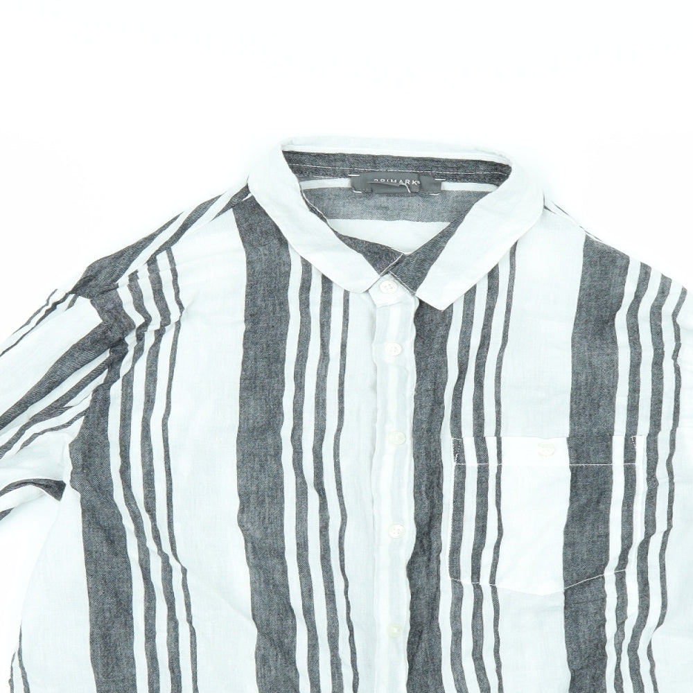 Primark Womens White Striped  Tunic Button-Up Size 12