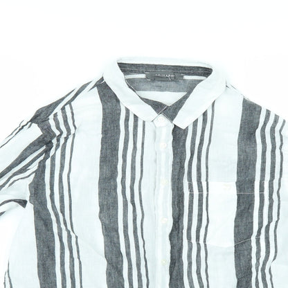 Primark Womens White Striped  Tunic Button-Up Size 12