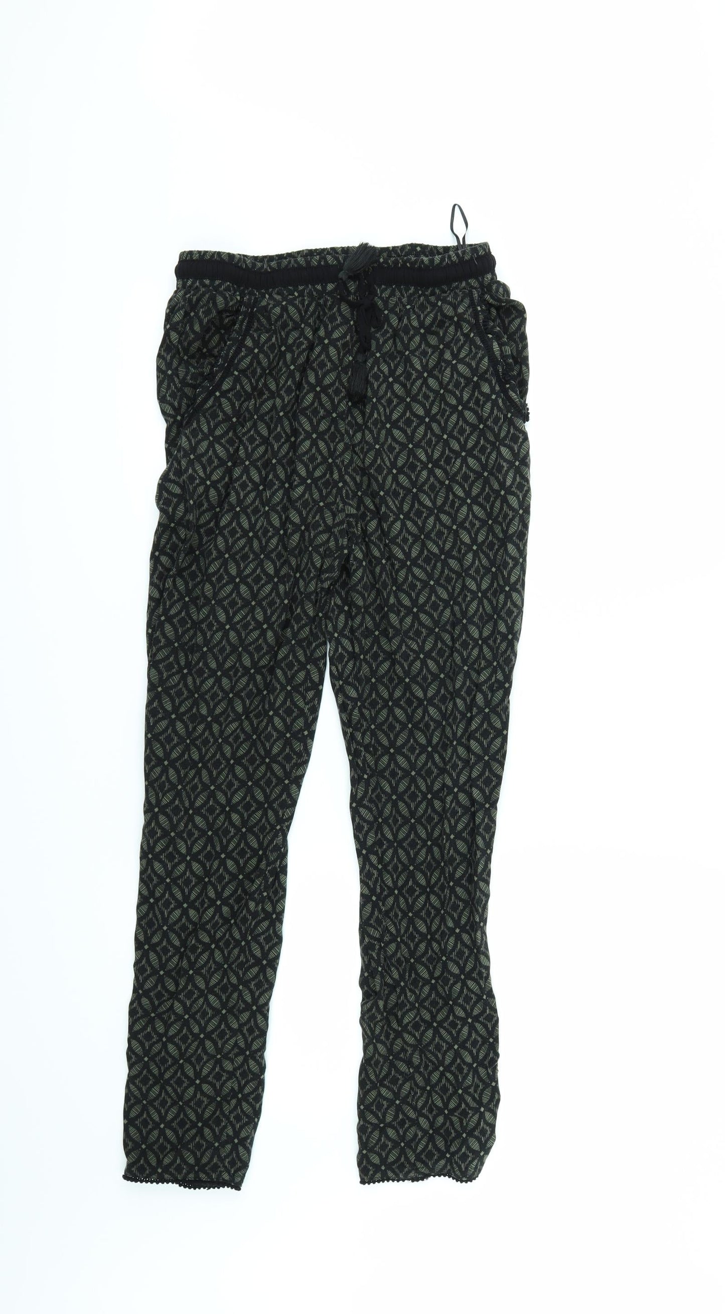 New Look Womens Gold Geometric  Trousers  Size 12 L26 in