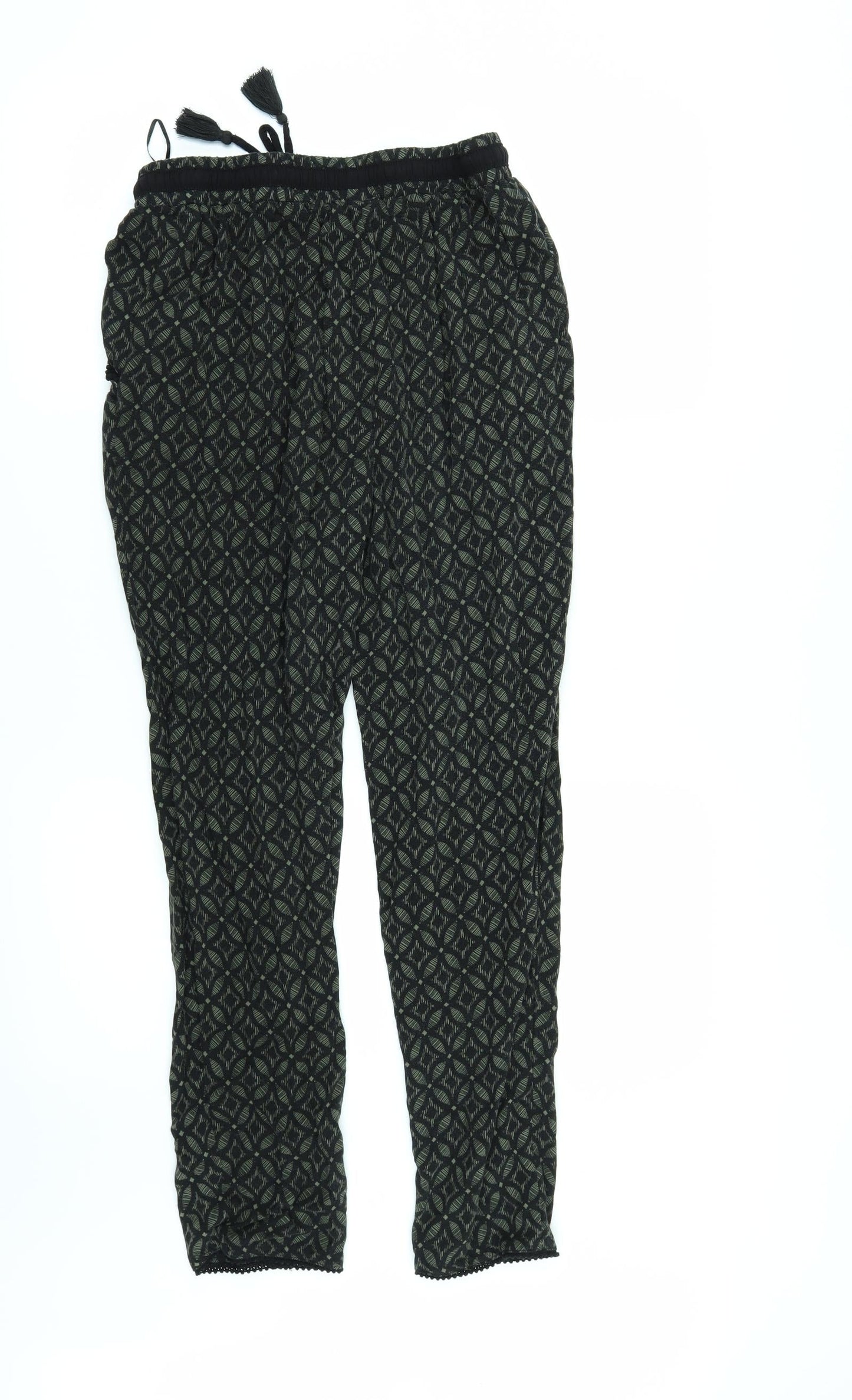 New Look Womens Gold Geometric  Trousers  Size 12 L26 in