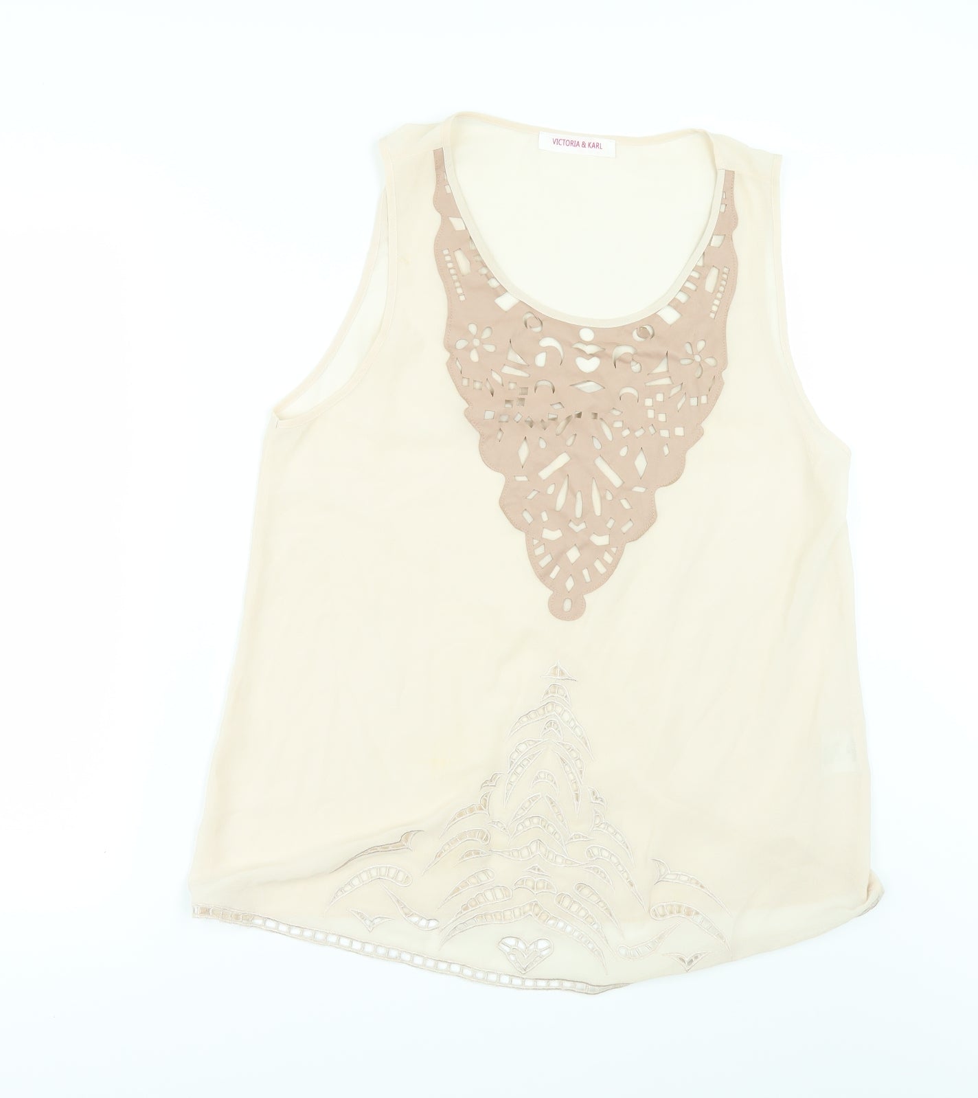 VICTOR & KARL Womens Ivory   Tunic T-Shirt Size XL