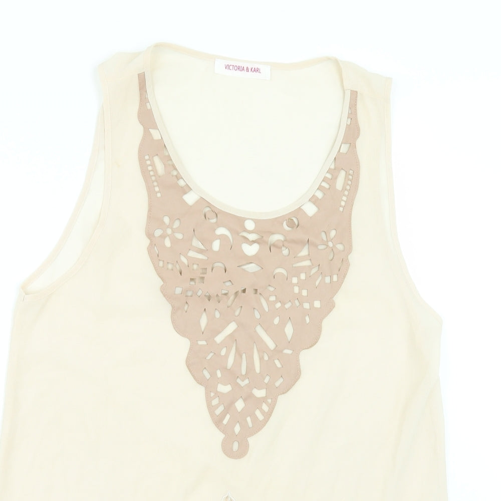 VICTOR & KARL Womens Ivory   Tunic T-Shirt Size XL