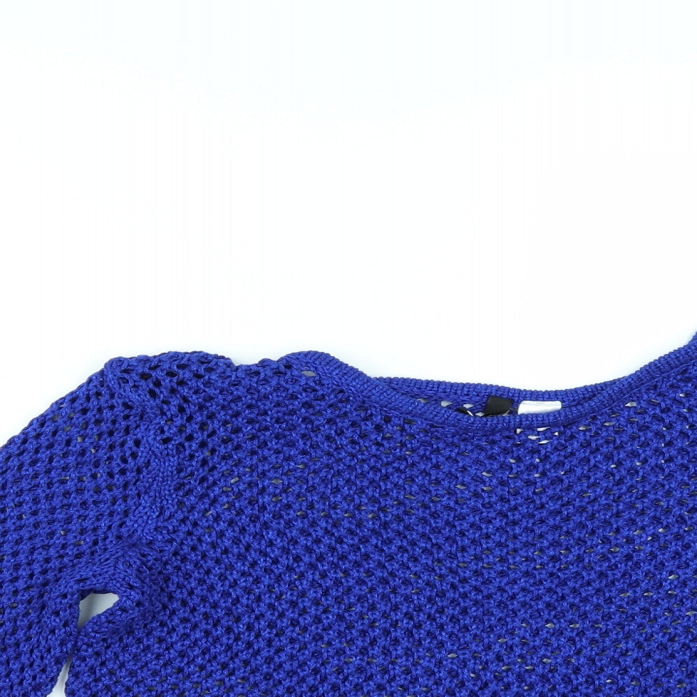 Close-up detail of Divided by H&M women’s blue jumper, size UK 6