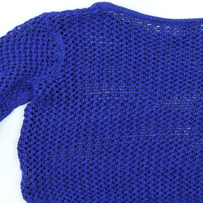 Brand and care label for Divided by H&M women’s blue jumper, size UK 6
