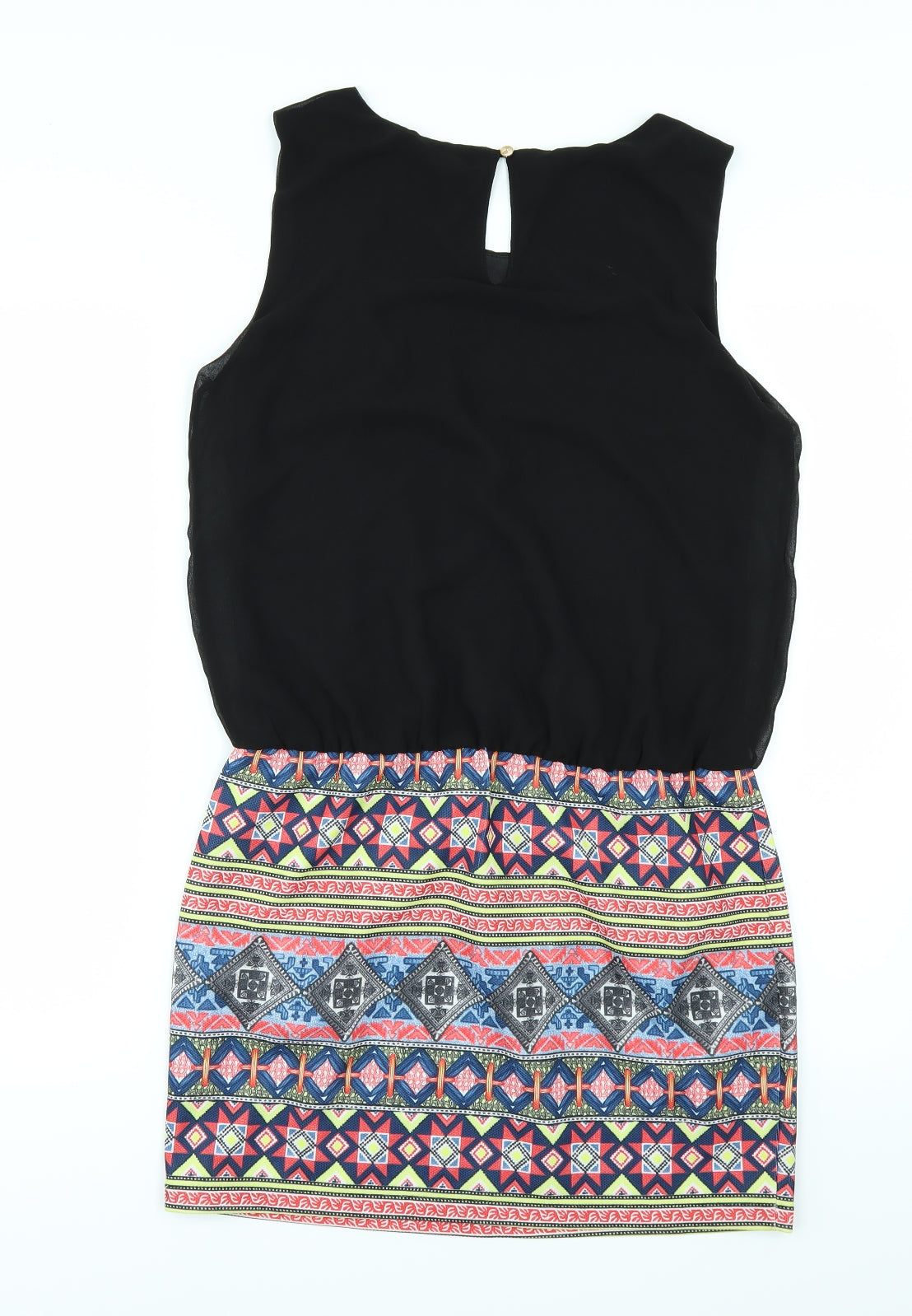 Unika Womens Black Geometric Rayon T-Shirt Dress  Size M