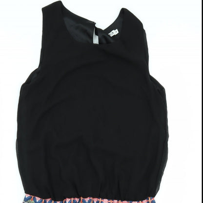 Unika Womens Black Geometric Rayon T-Shirt Dress  Size M