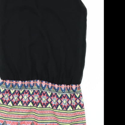 Unika Womens Black Geometric Rayon T-Shirt Dress  Size M