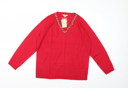 Classics Womens Red  Knit Pullover Jumper Size 16