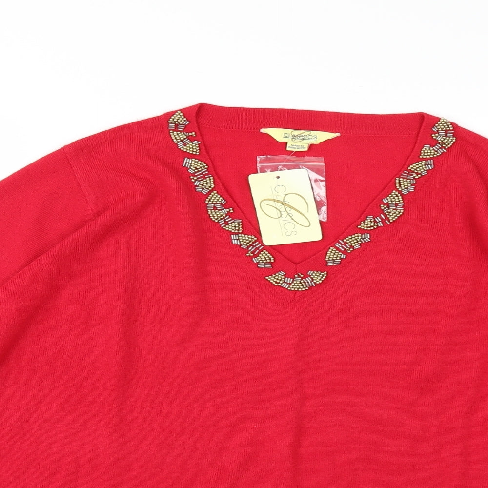 Classics Womens Red  Knit Pullover Jumper Size 16