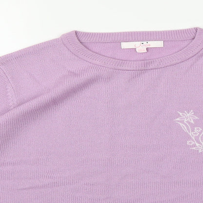 Close-up detail of Julipa women’s purple knit jumper, size UK 16