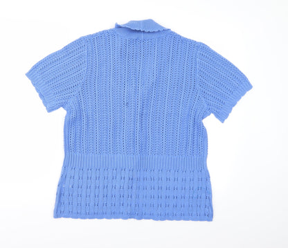Gifford Fox Womens Blue  Knit Cape Jumper Size 18