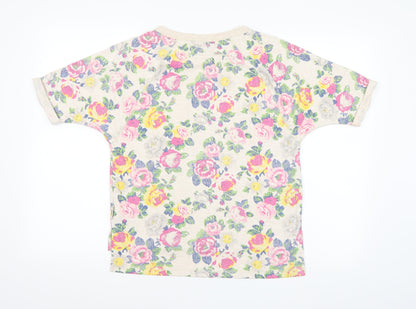 Love To Lounge Womens Beige Floral Jersey Top Pyjama Top Size XS