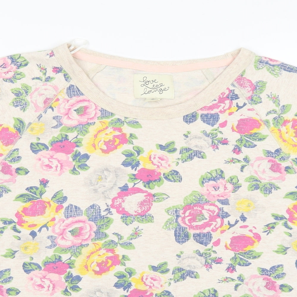 Love To Lounge Womens Beige Floral Jersey Top Pyjama Top Size XS