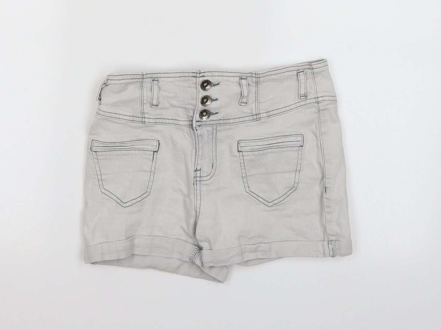 Bullhead Denim Co. Girls Grey  Denim Cut-Off Shorts Size 10-11 Years