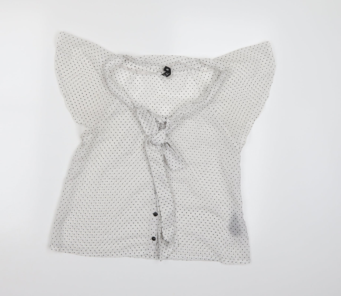 Divided by H&M Womens White Polka Dot  Basic Blouse Size 8
