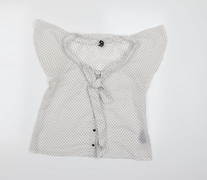 Divided by H&M Womens White Polka Dot  Basic Blouse Size 8