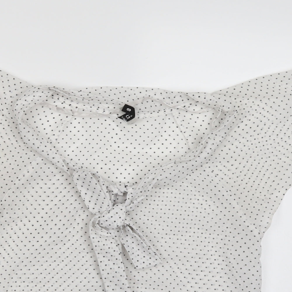 Divided by H&M Womens White Polka Dot  Basic Blouse Size 8