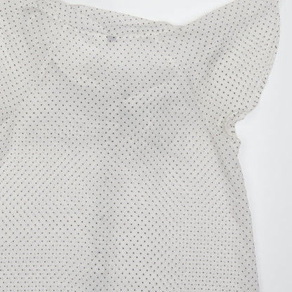 Divided by H&M Womens White Polka Dot  Basic Blouse Size 8