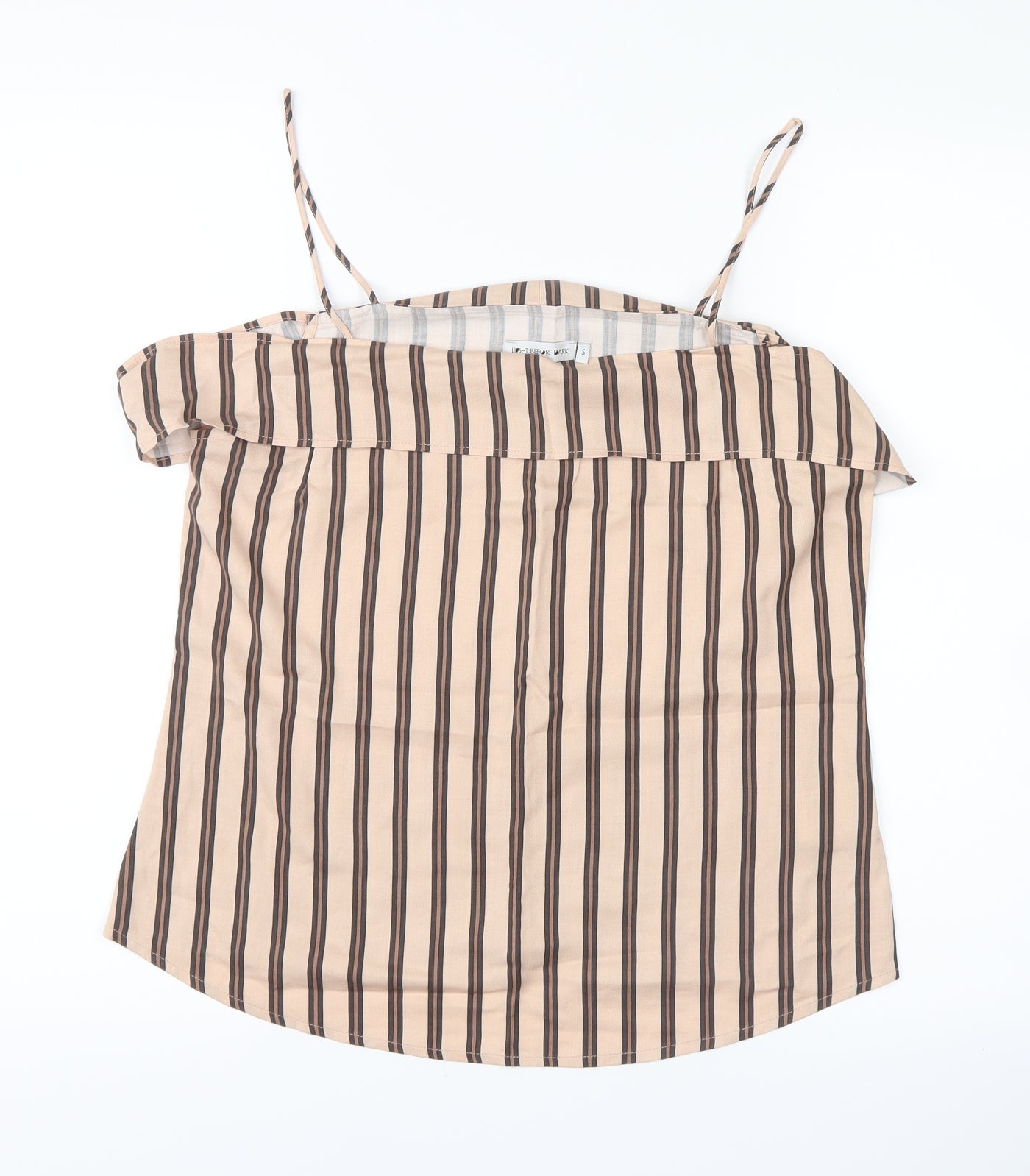 Light Before Dark Womens Beige Striped  Basic Blouse Size S