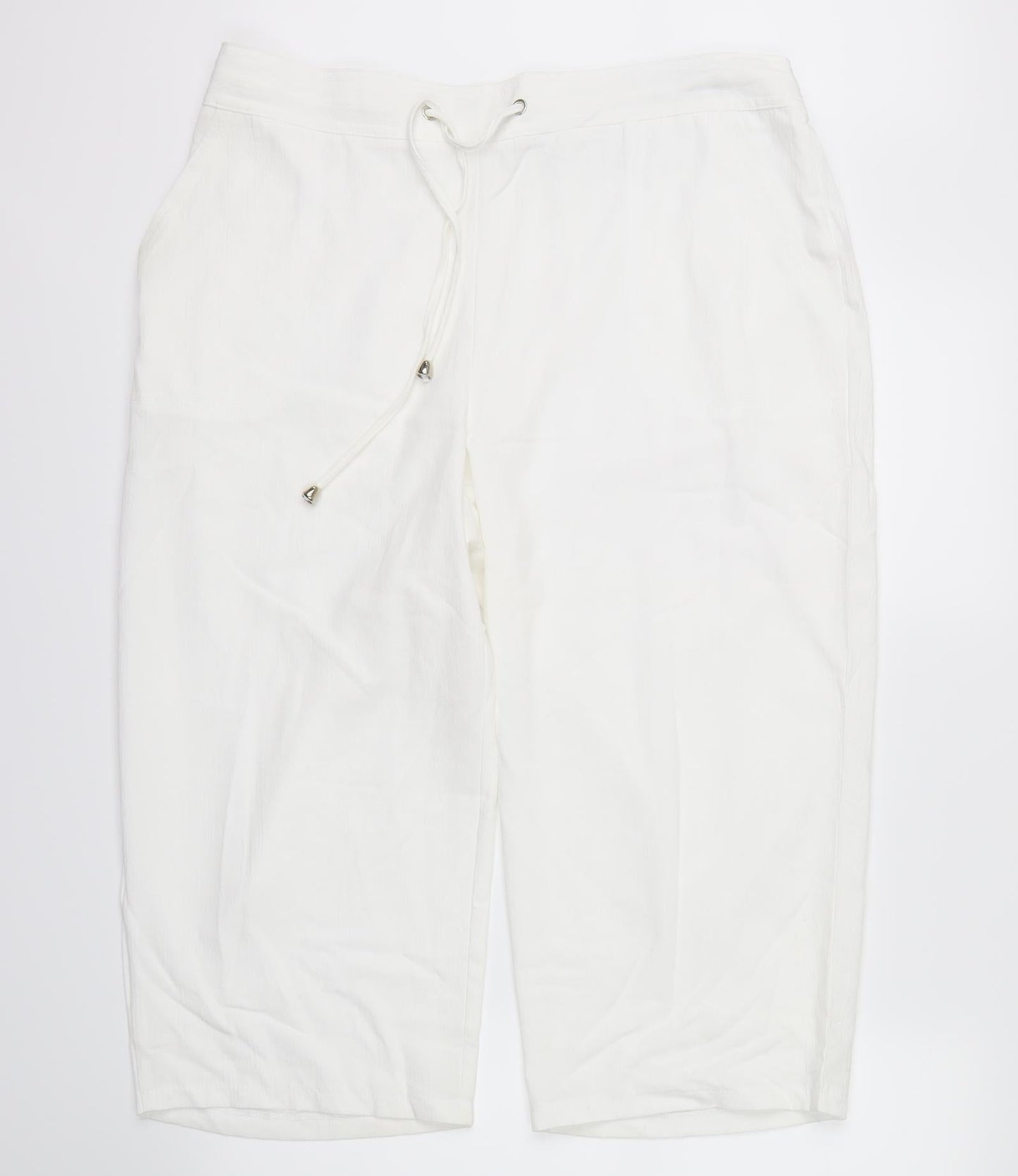 Womens UK Size 16 Papaya Regular Fit Cargo White Trousers