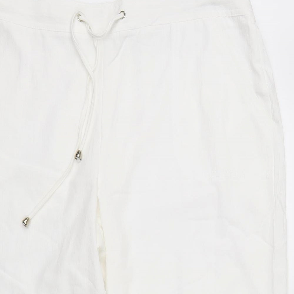 Womens UK Size 16 Papaya Regular Fit Cargo White Trousers