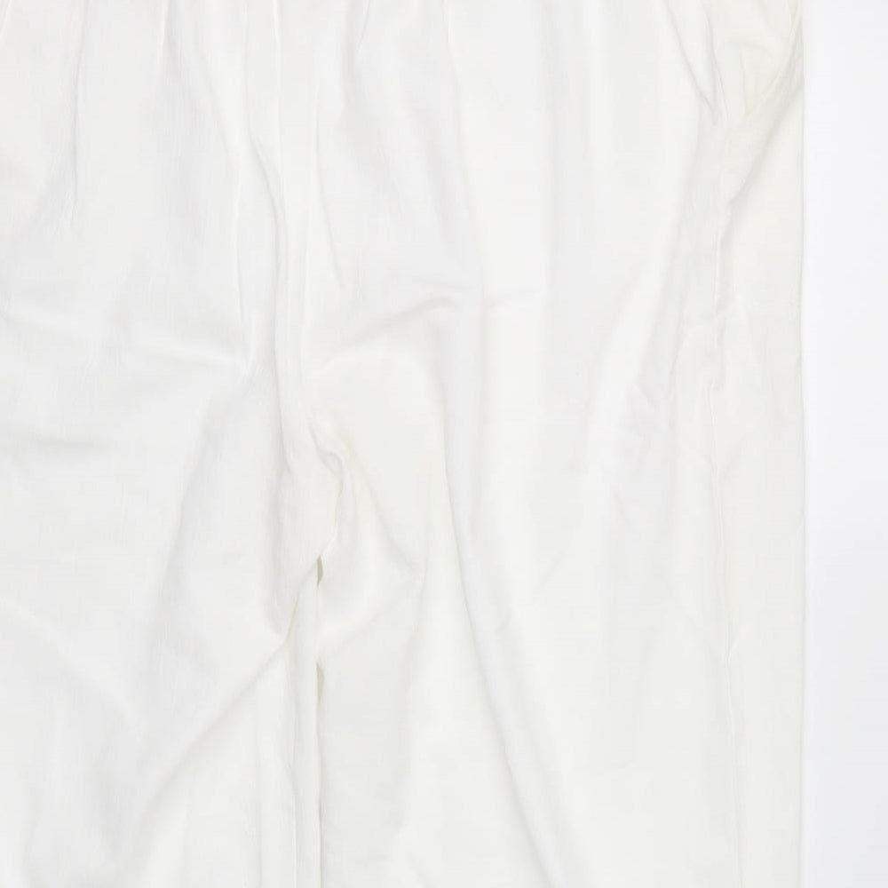 Womens UK Size 16 Papaya Regular Fit Cargo White Trousers