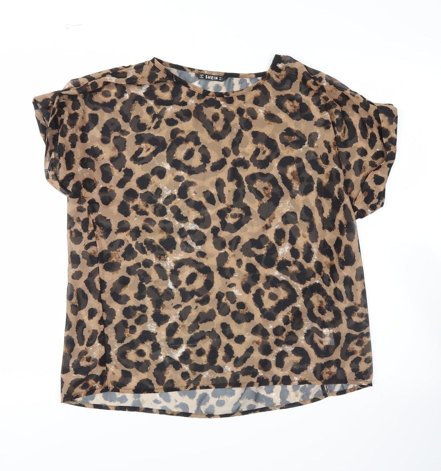 SheIn Womens Yellow Animal Print  Basic Blouse Size L