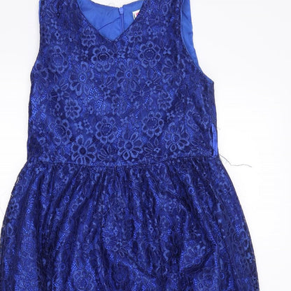 vogue fashion Womens Blue Floral  Tank Dress  Size 10