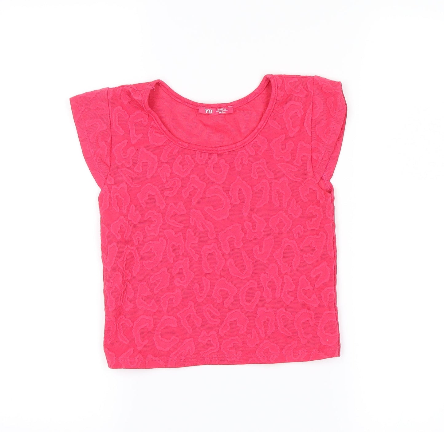 YD Girls Pink Animal Print  Basic T-Shirt Size 10-11 Years