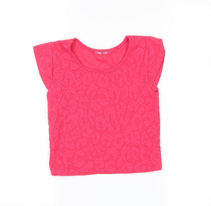 YD Girls Pink Animal Print  Basic T-Shirt Size 10-11 Years