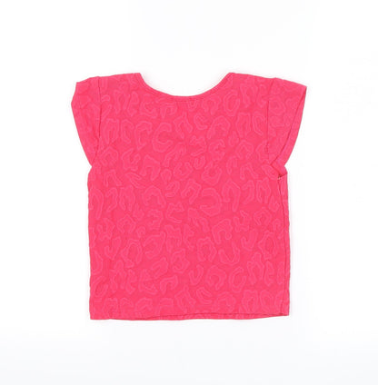 YD Girls Pink Animal Print  Basic T-Shirt Size 10-11 Years