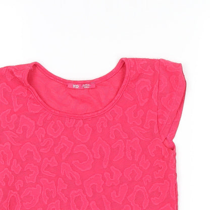 YD Girls Pink Animal Print  Basic T-Shirt Size 10-11 Years