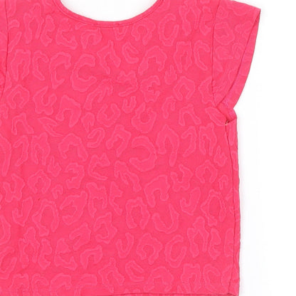 YD Girls Pink Animal Print  Basic T-Shirt Size 10-11 Years