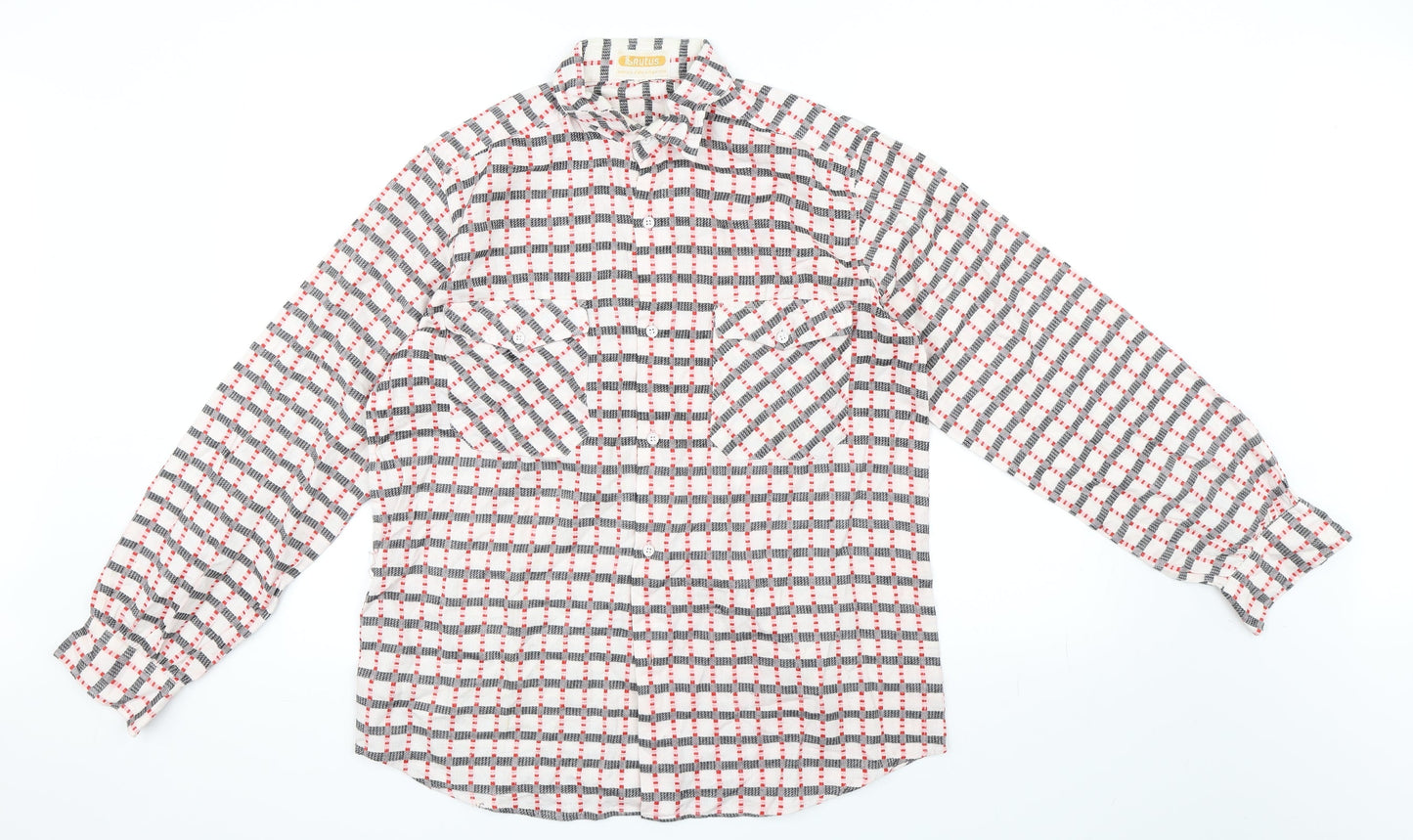 Rutus Mens Pink Check   Button-Up Size M