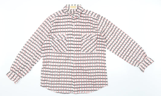 Rutus Mens Pink Check   Button-Up Size M