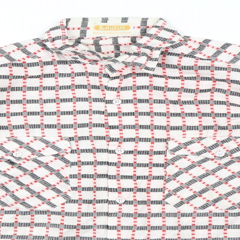 Rutus Mens Pink Check   Button-Up Size M