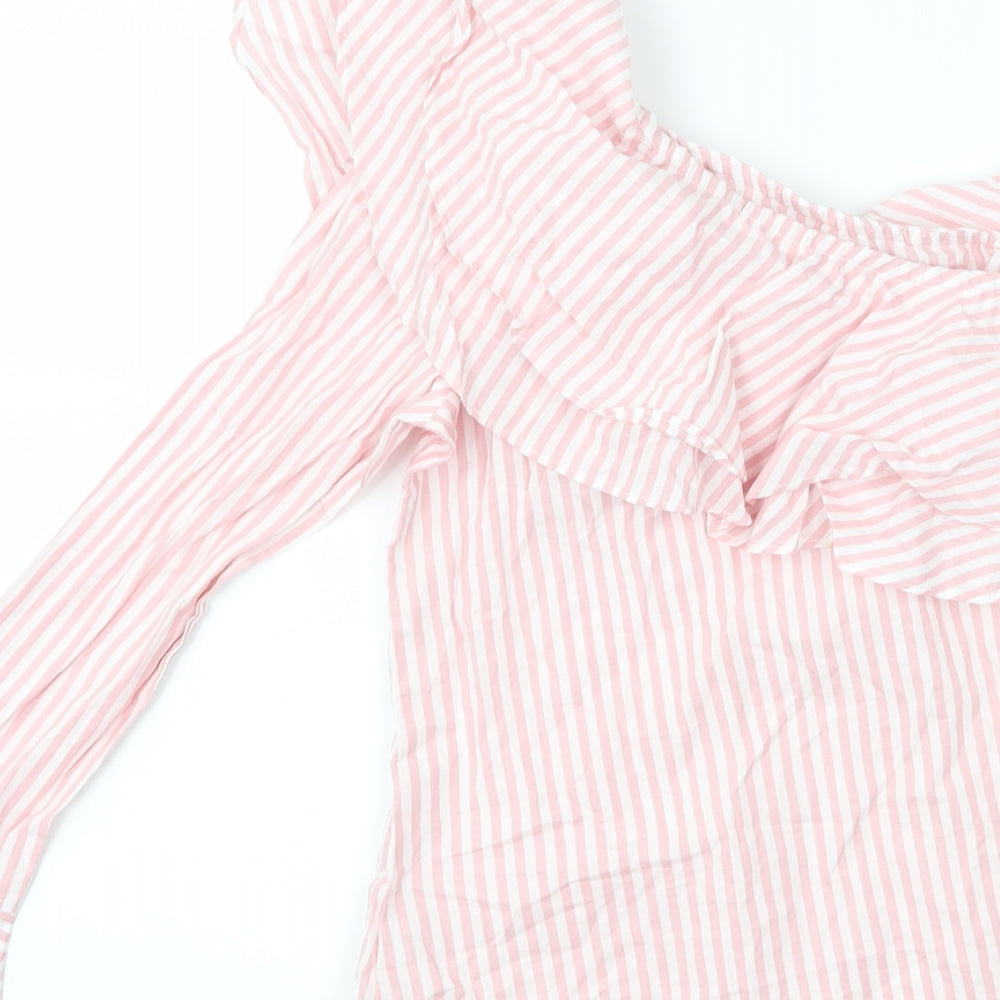 Primark Womens Pink Striped  Basic Blouse Size 6